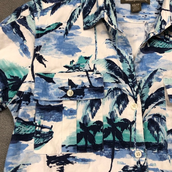 Tommy Bahama linen blend Long Roll up Sleeve tropical button down shirt size XS - Picture 5 of 8